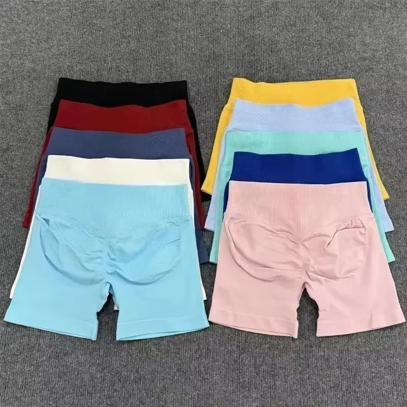 Summer High Waisted Yoga Shorts Fashionable and Sexy Running Fitness Pants Solid Color Yoga Leggings Customizable labels