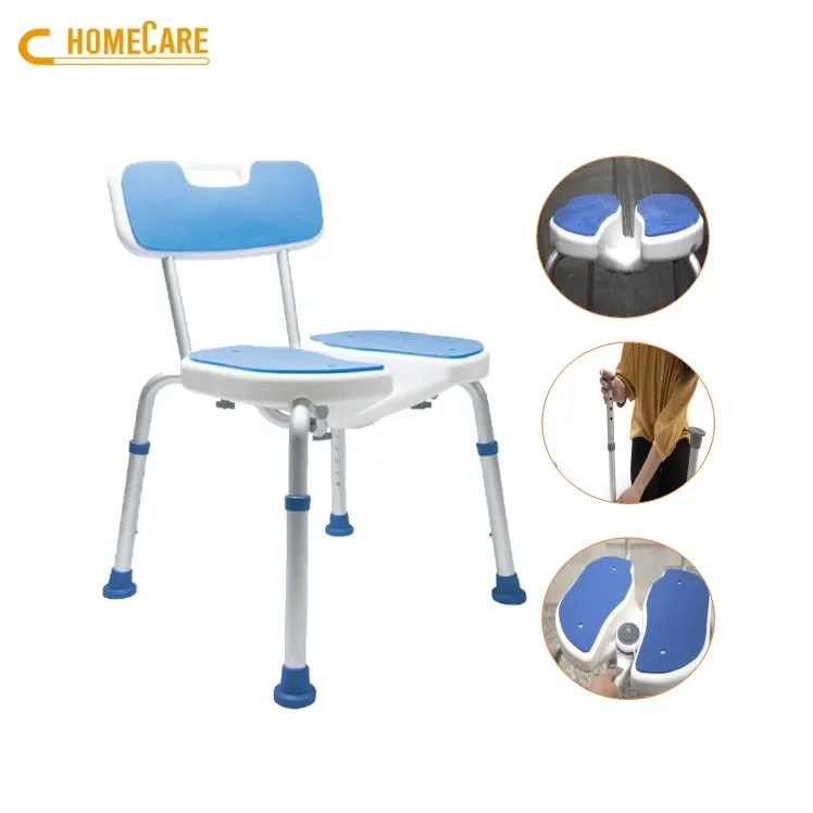 Heißer Verkauf U-förmiger Duschstuhl Entwässerung Design Eva Pad Badestuhl für behinderte ältere Menschen