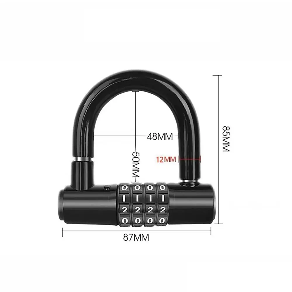 Convenient 4 Digit Code Bicycle Security Lock U Shape Anti Theft Motorcycle Ring Lock Password Lock for Outdoor Riding