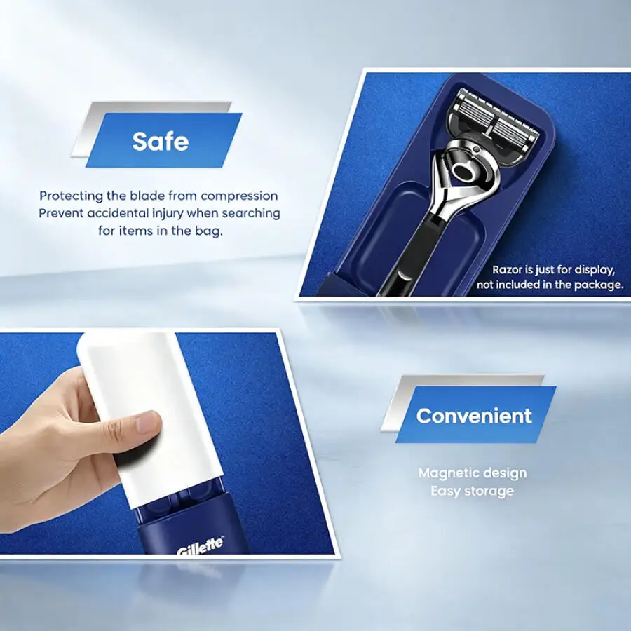 Gillette LXH Rasierer, magnetische Reisebox, Bodenablaufloch, staubdichte Box, bequem zu transportieren, geeignet für die tägliche Aufbewahrung, Reisegebrauch – Detail 2
