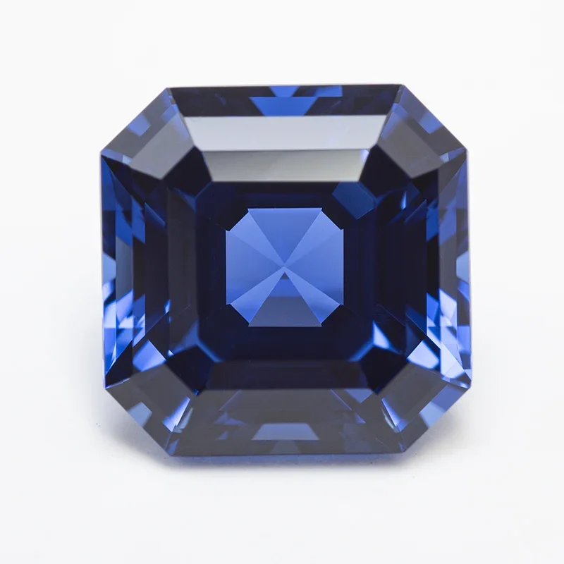 

Lab Grown Sapphire Square Asscher Cut Royal Blue Color VVS1 Charms DIY for Jewelry Making Material Selectable AGL Certificate