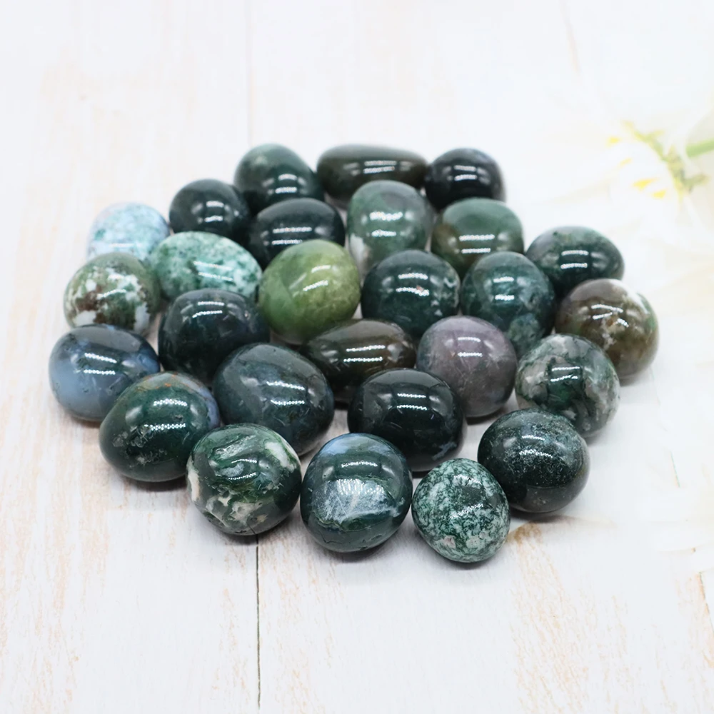 Natural Crystal Reiki Healing Green Moss Agate Bulk Tumbled Stone Specimen Mineral Gemstone Aquarium Home Decoration Wholesale