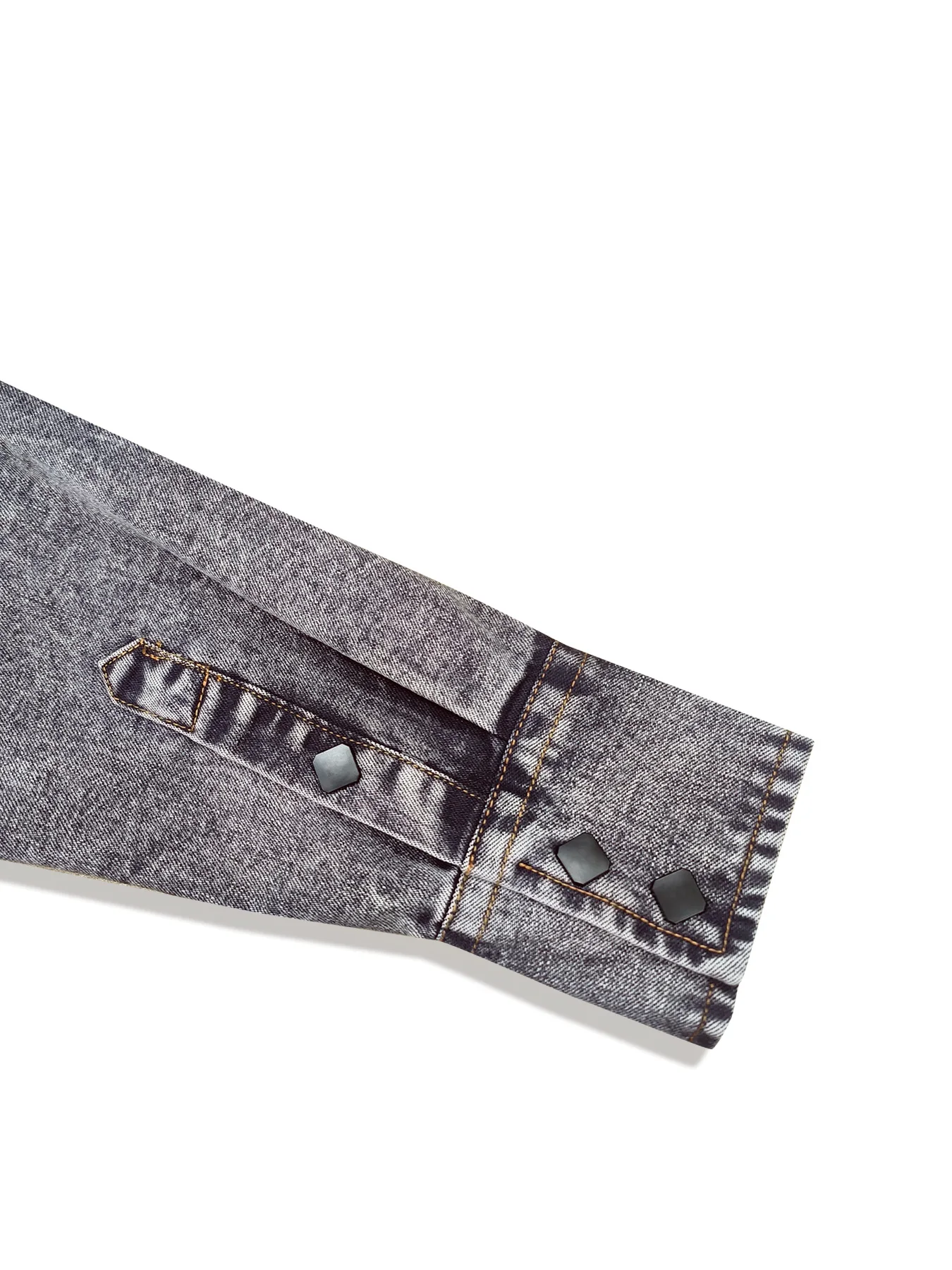 Spring and Autumn Men's Denim Shirt, Vintage Distressed Grey-Tone Denim Shirt, Western Style Pointed Collar with Double Patch Pockets, Hand-Washed Distressed Casual Workwear Long-Sleeve Top, Outerwear or Innerwear for Fall, view 7