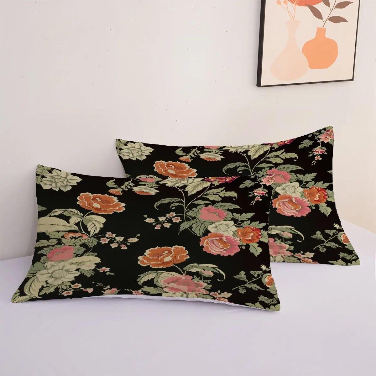 Pink Rose  duvet cover   Orange flower  1 duvet cover, 2 pillowcases, 3 pieces