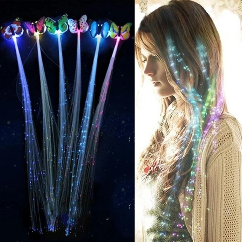 LED Glow Hair Braid Butterfly Light 5/10 Pcs Colour Hairpin Novetly light Up Bar Party Decoration Christmas Children and Adults