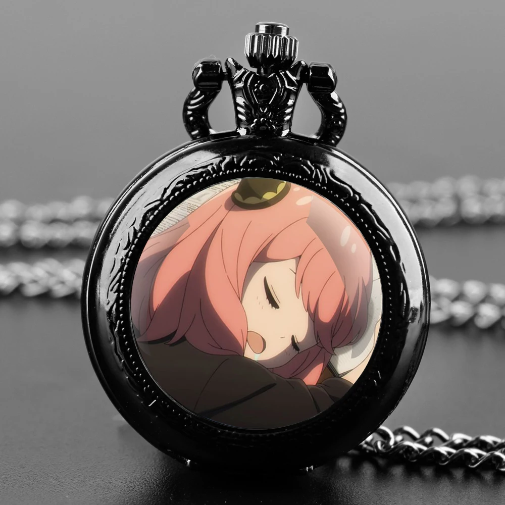 

Japanese Anime Spy X Family Anya Forger Vintage Quartz Pocket Watch Men Women Pendant Necklace Chain Clock Watch Jewelry Gifts