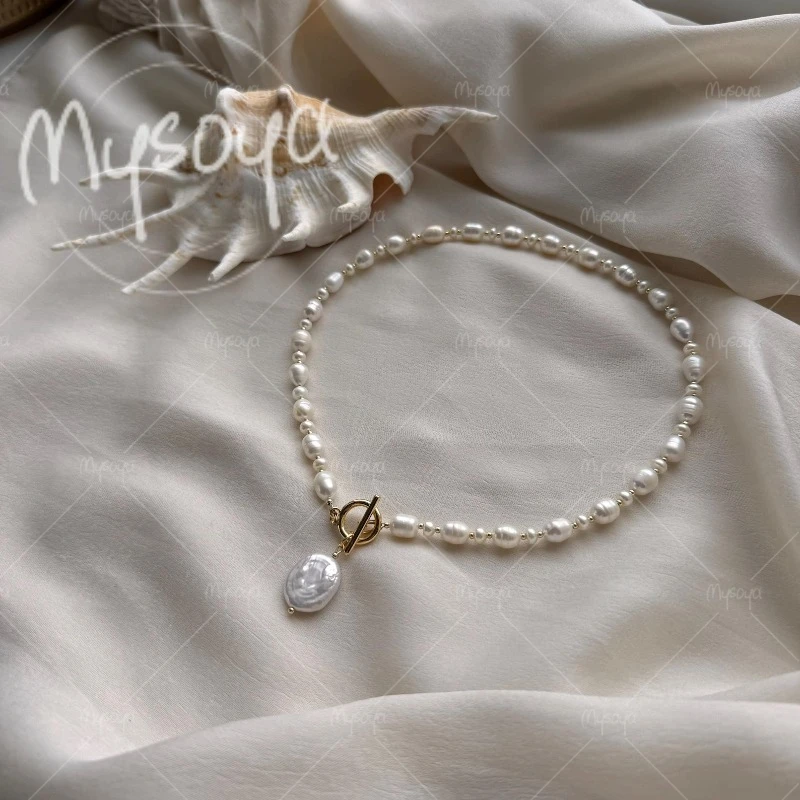 

MYSOYA 6-7mm & 10-11mm White Baroque Pearl Necklace for Mom/Girlfriend, Suitable for Wedding/Party/Mother's Day Gift A0487