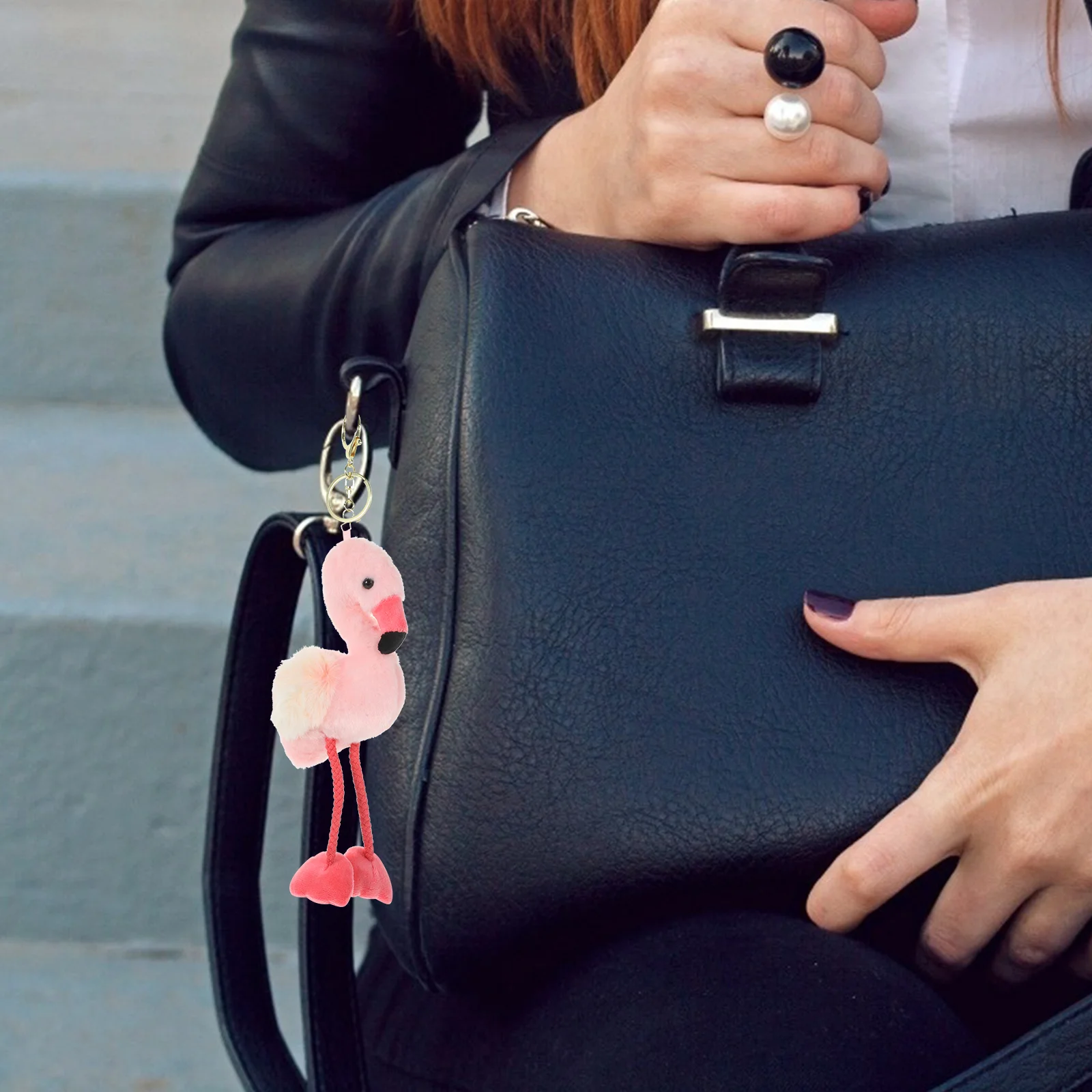 Cute Flamingo Plush Pendant Keychain Bag for Bags Car Pendants Decorative Wallet Handbags Charms