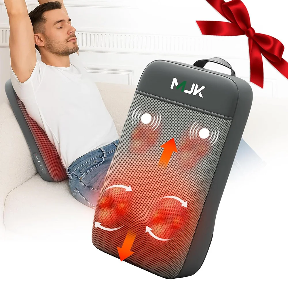 

Shiatsu Back Massager for Pain Relief Deep Tissue, 3D Kneading Portable Massage for Full Back, Shoulders, Gift for Women Men