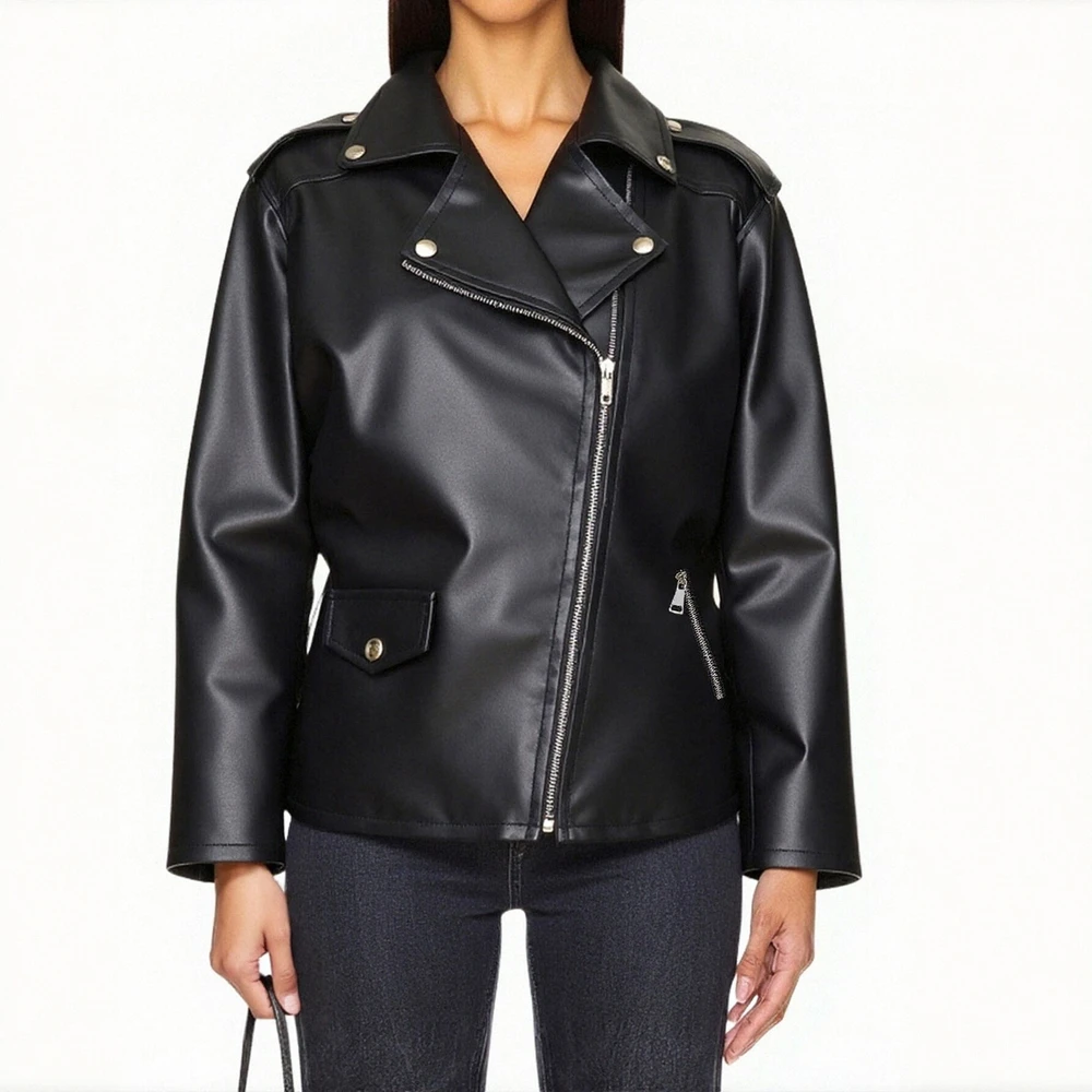 

Женская легкая куртка с длинным рукавом, однотонная модная уличная одежда с лацканами, осенняя облегающая куртка на молнии с карманами