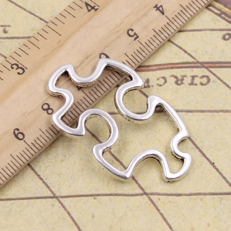 10pcs Charms Jigsaw Puzzle Piece Autism Awareness 41x25mm Tibetan Silver Color Pendant Antique Jewelry Making DIY Handmade Craft