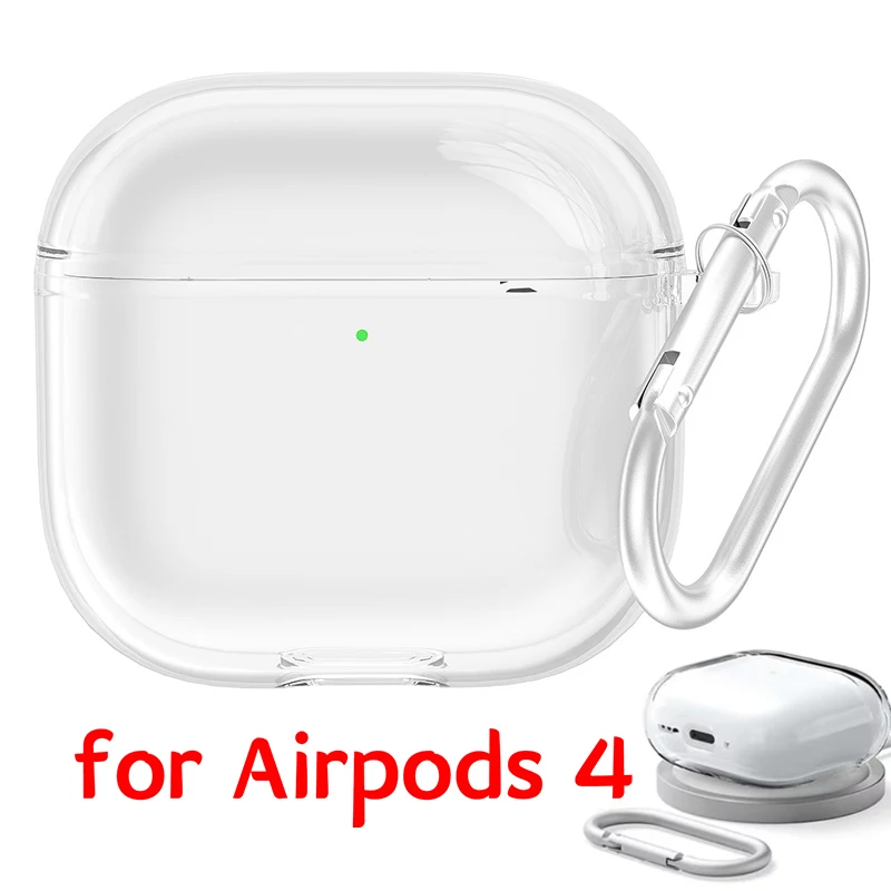 Transparent Case for AirPods 4 Earphone Soft TPU Clear Shockproof Protective Cover with Keychain for Apple AirPods4 Accessories