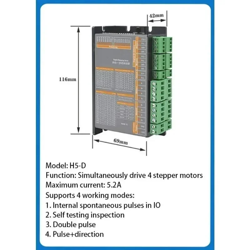 2-in-1/3-in-1/4-in-1-Schritttreiber Multi-in-One-Schrittmotortreiber mit offenem Regelkreis 5,2 A Doppelimpuls IO Interner Spontanimpuls