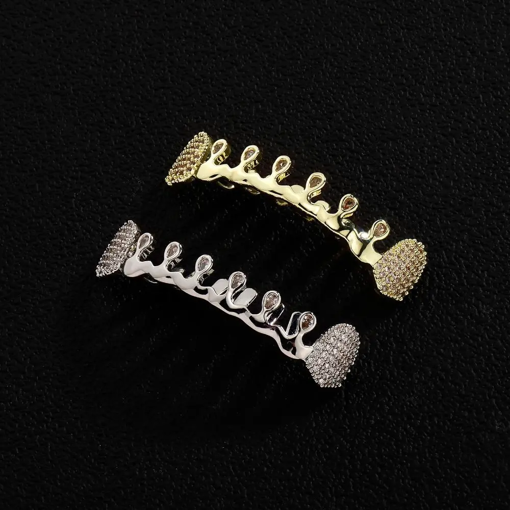 Fashion Removable Hiphop Teeth Grillz Bling Punk Rhinestone Tooth Caps Unisex Gold Silver Color Men Women Jewelry Tooth Socket