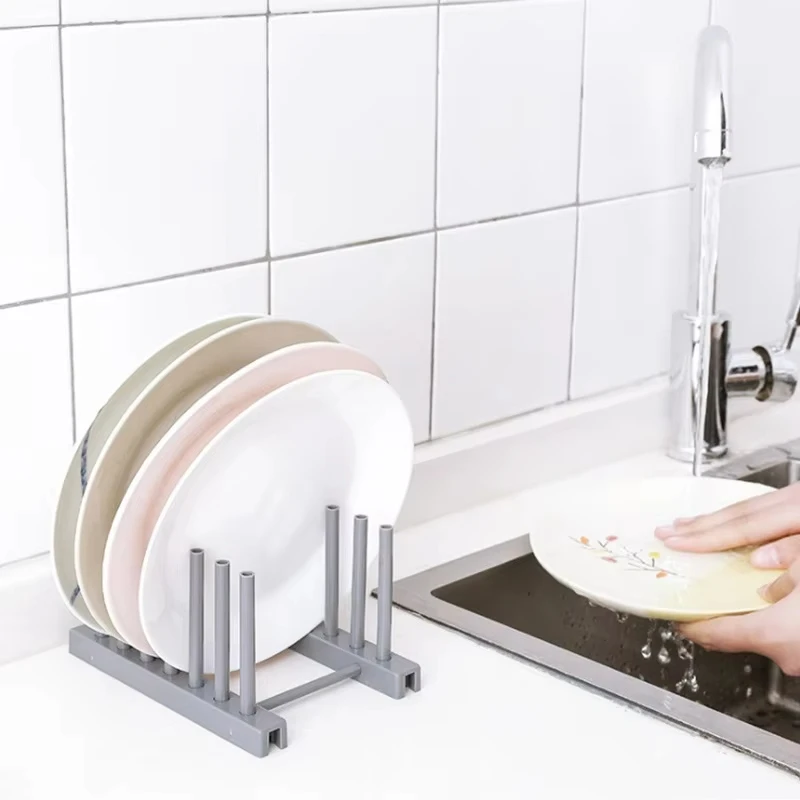 

Household Plastic Bowl and Dish Rack Kitchen Supplies Drainage and Detachable Storage Frame Plate and Pot Cover Racks