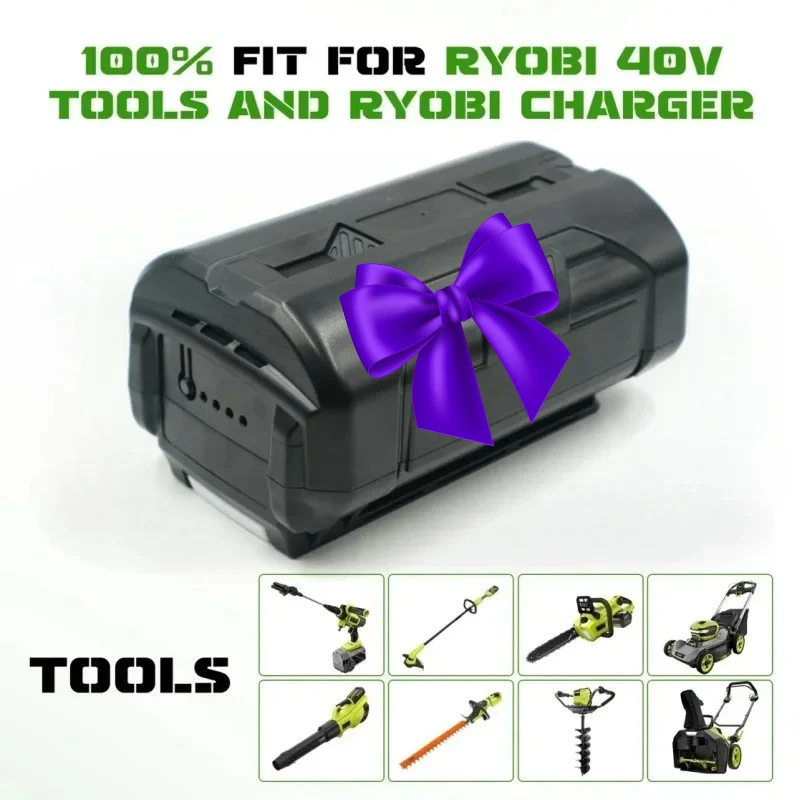 

100% for 40V Ryobi 8.0Ah Li-Ion Rechargeable Battery for RY40502 RY40200 40V Cordless Power Tools Battery OP4050 OP4026 OP40401
