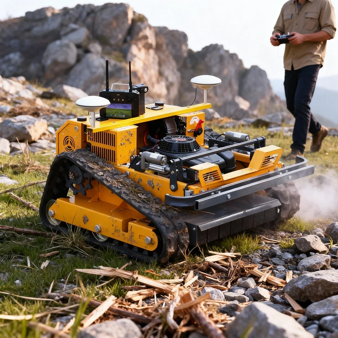 

Customized GPS-Equipped Land Reclamation Robot - Multifunctional Remote Control Crawler Lawn Mower for Embankment Garden