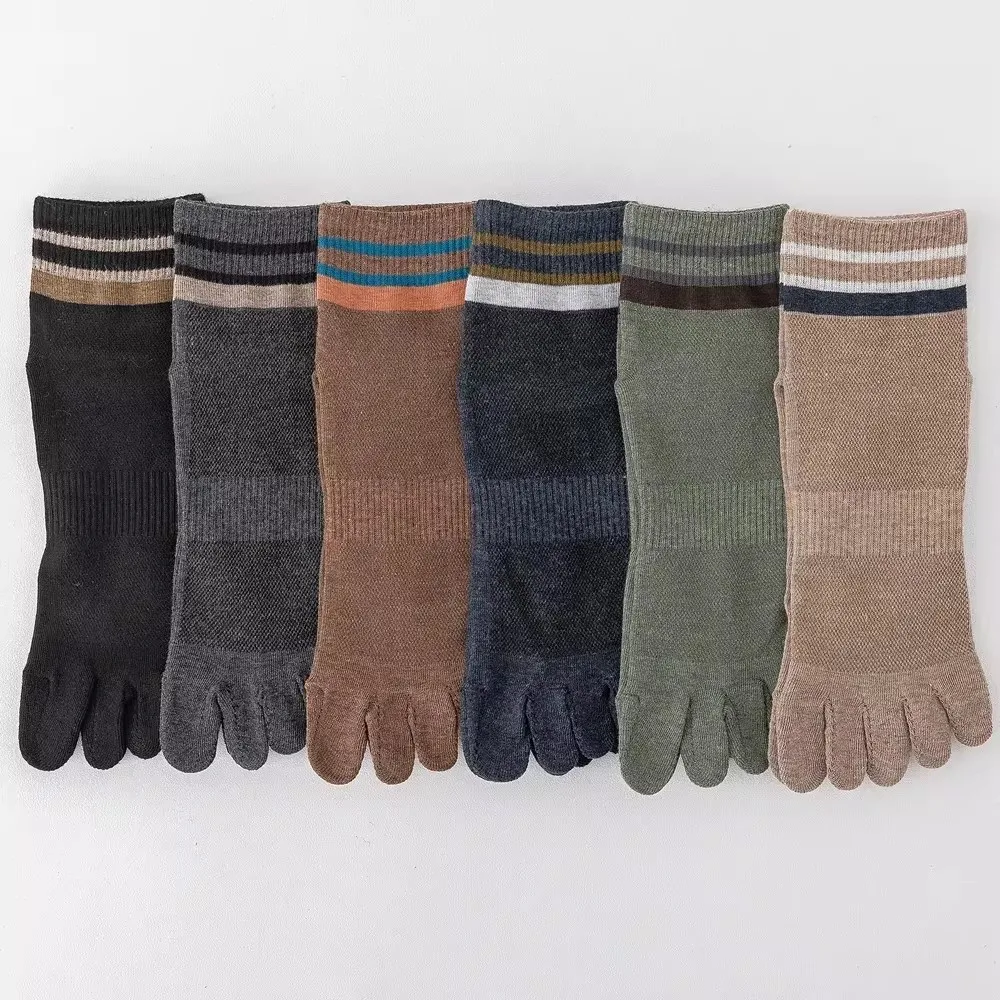 Chaussettes Parker pour hommes avec doigts dans, chaussettes de sport coupe basse, chaussettes de rinçage, coton de haute qualité, chaussettes à cinq doigts pour garçons, 4 saisons, 5 paires