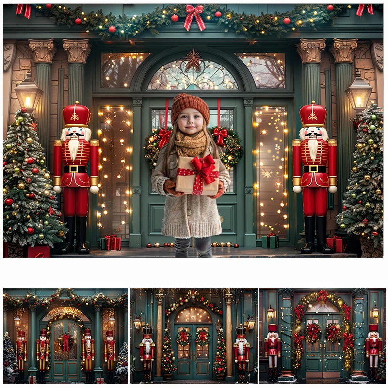 

LS Xmas Nutcracker Guards Backdrops Kids Baby Photography Child Adult Decors Child Adult Photo Winer Snowflake Background