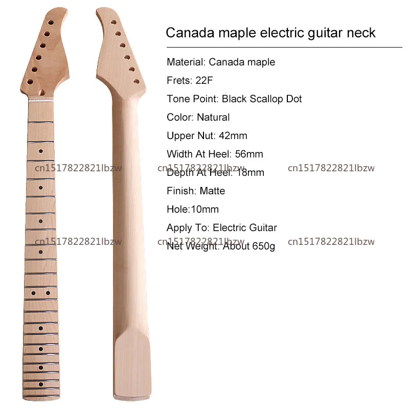 Moore 6-string 22-fret Canadian maple matte black acoustic guitar neck 5.6-inch wide electric guitar body