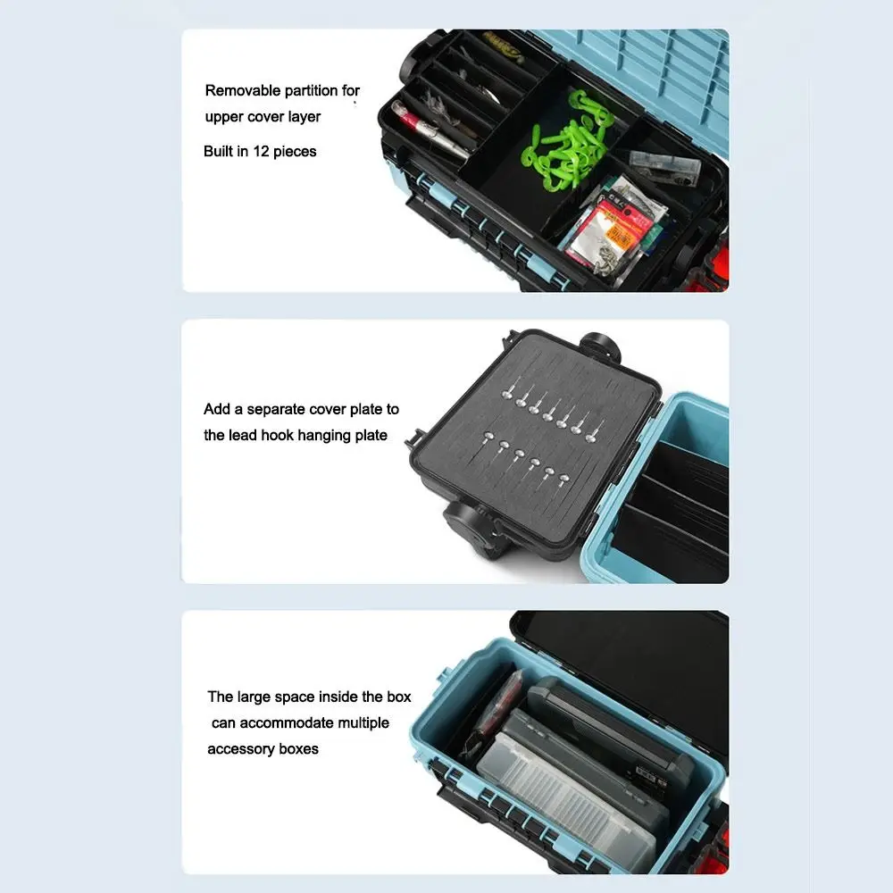 

Многофункциональный портативный рыболовный ящик большой емкости, компактный дизайн, подставка для удочки, ящик для хранения удочек, рыболовные снасти