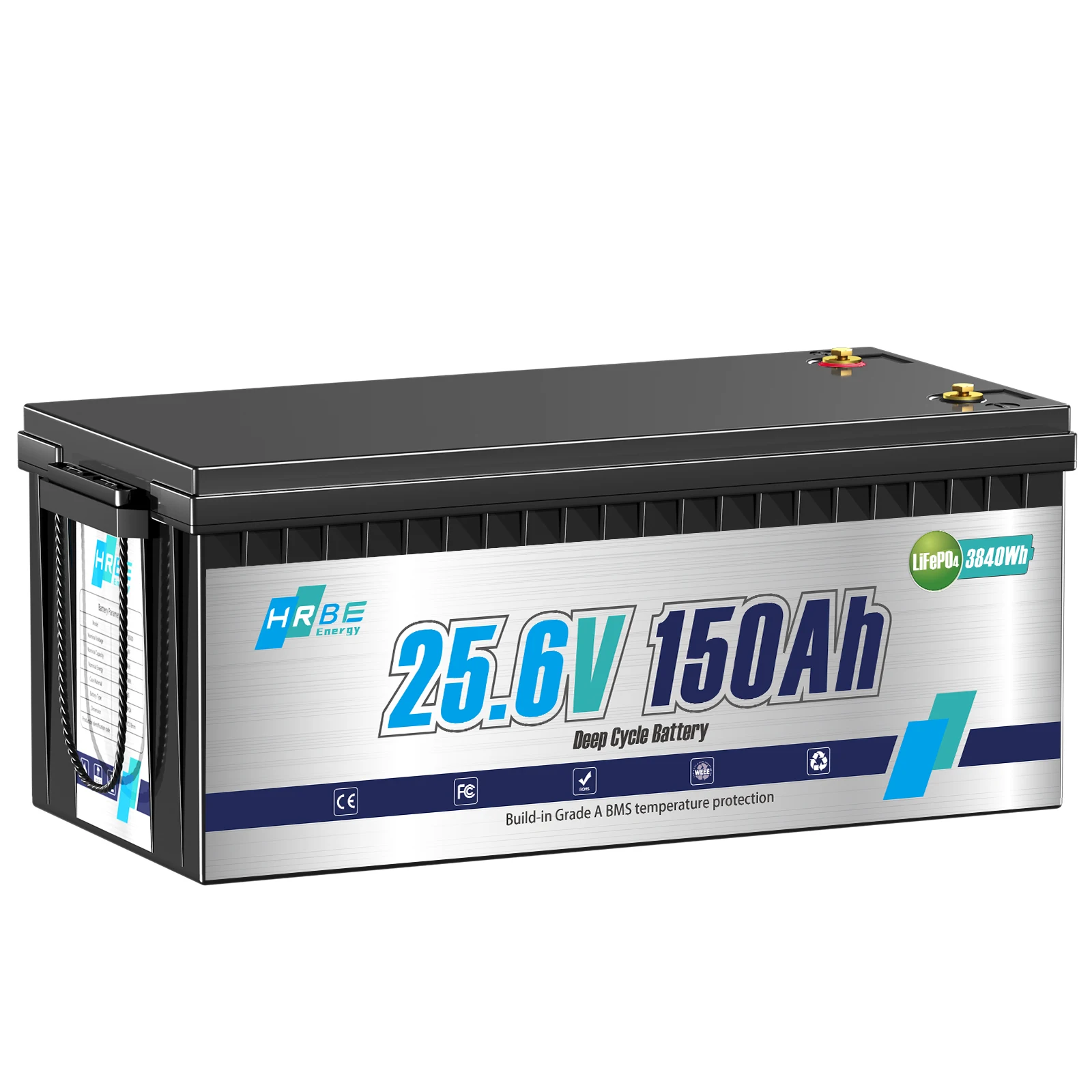 حزمة بطارية ليثيوم HRBEEnerg 24V 150Ah LiFePO4 100A BMS 8000+ دورات لـ RV، الطاقة الشمسية، البحرية، التخييم، محرك التصيد، خارج الشبكة #1