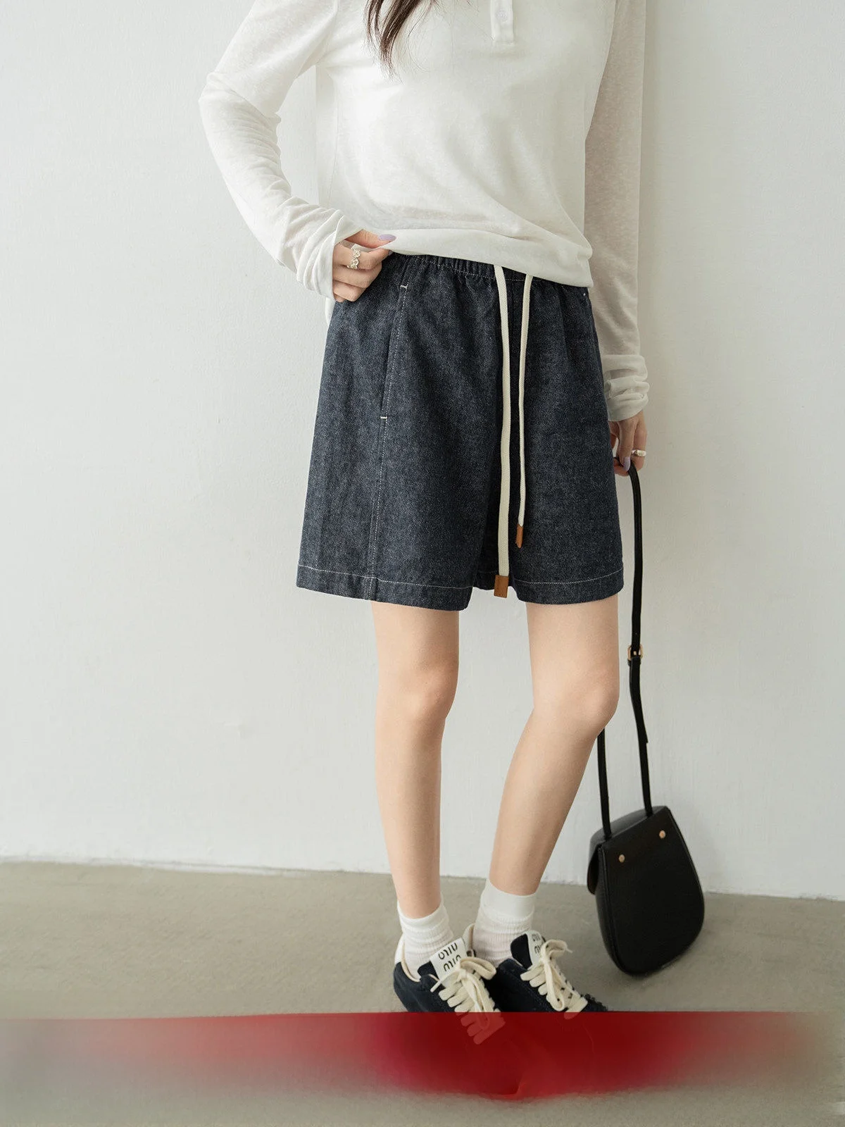 

Женские джинсовые шорты Deep Blue с эластичным поясом и шнурком, лето 2025, винтажные, свободные, широкие, повседневные, с высокой талией