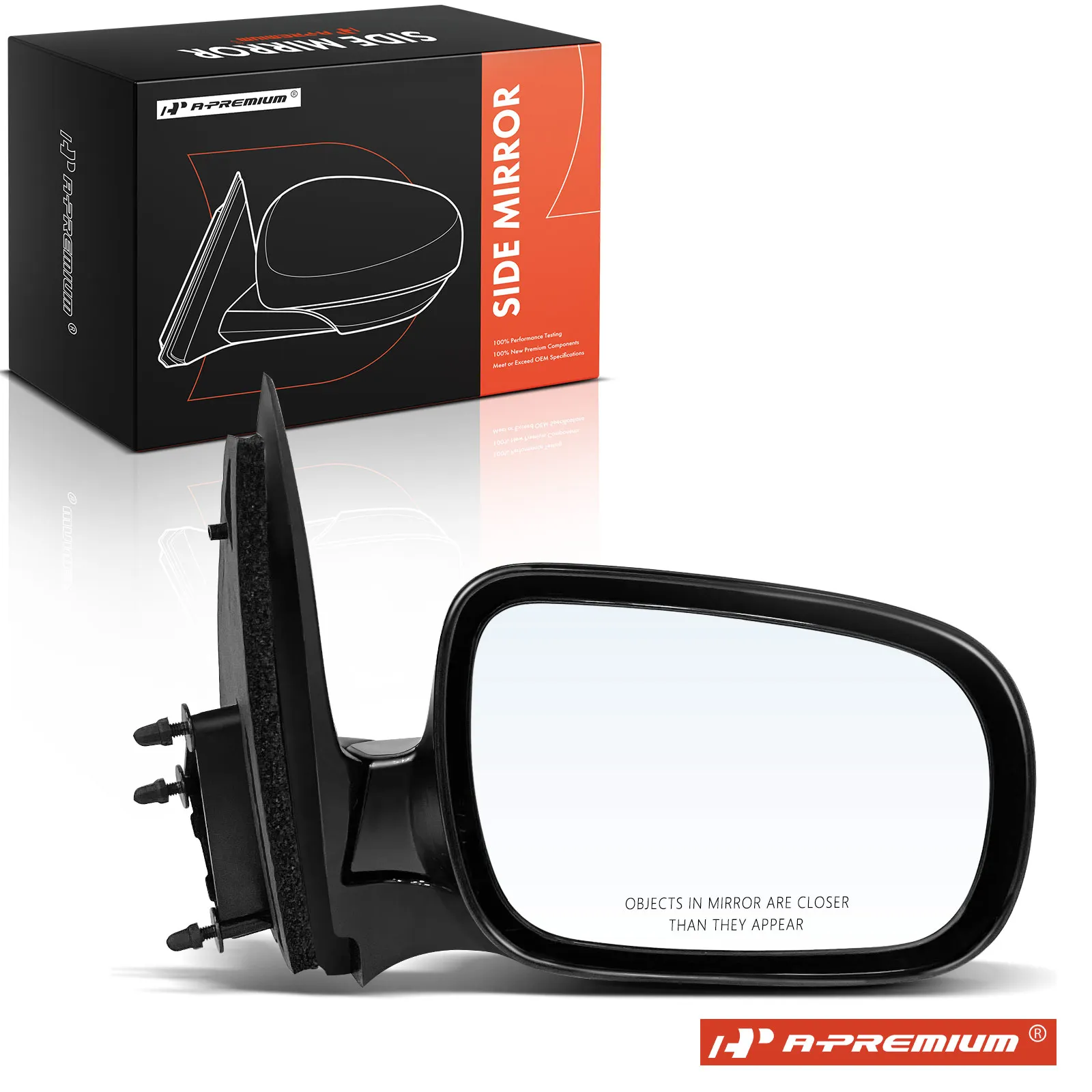 A-Premium Passenger Side Manual Door Mirror for Chevrolet Venture 1997-2005 Manual Folding Smooth Black