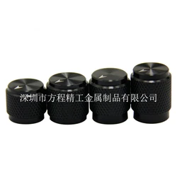 6pcs Aluminum Alloy Knob Guit Knurled Black Solid Encoder Potentiometer Knobs Cap Button Volume Switch Knobs Amplifier Control