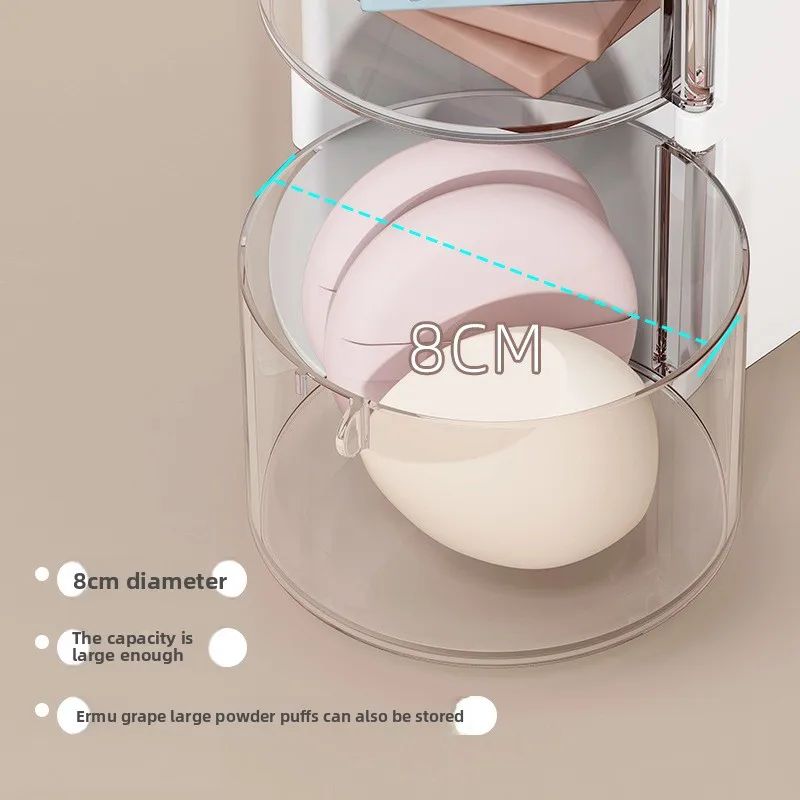 2-in-1 Powder Puff Organizer Desktop Makeup Brush Rotating Shelf Cosmetic Pads Beauty Egg Cosmetic Organizer