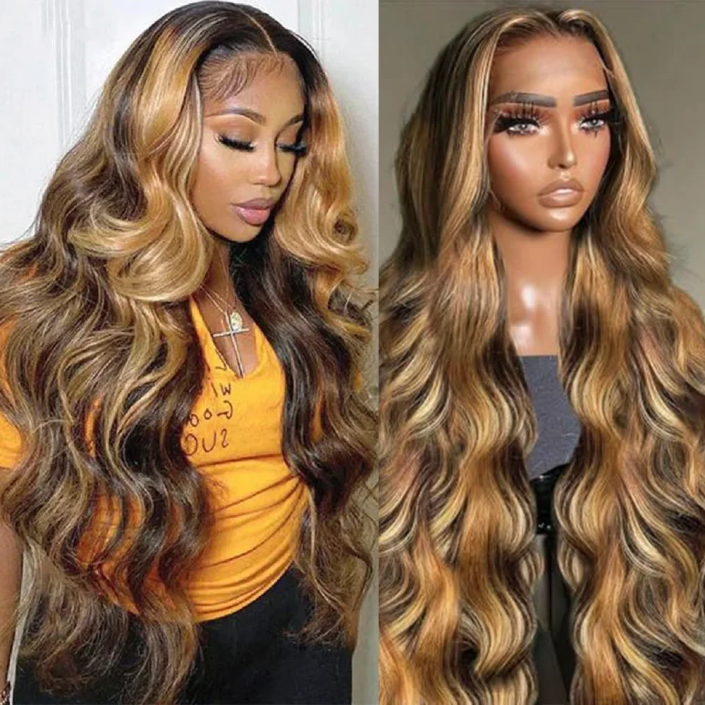 

52 inch P427 Highlight Body Wave Lace Frontal Wig Human Hair 200 Density 13x6 HD Lace Wigs Human Hair For Women pre plucked