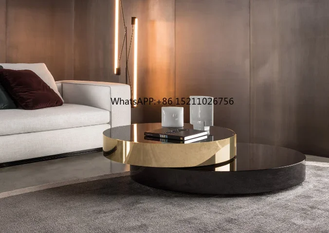 An overlapping of shapes smart round glass combination coffee table Benson coffee table