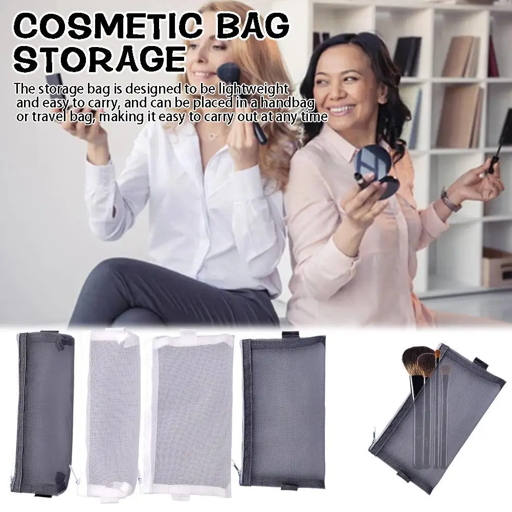 

New Mesh Transparent Cosmetic Bags Small Large Clear Black Makeup Bag Portable Travel Toiletry Organizer Lipstick Storage Pouch