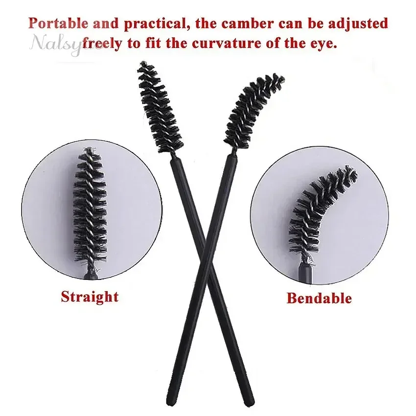100Pcs Disposable Micro Eyelash Comb Brush Spoolies Mascara Applicator Wand Eyebrow Lash Extension Brushes Makeup Kit