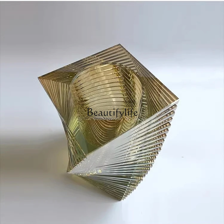 Modern Light Luxury Laminated Twist High-Grade Glass Crystal Flower Decoration Soft Decoration Home Ornament