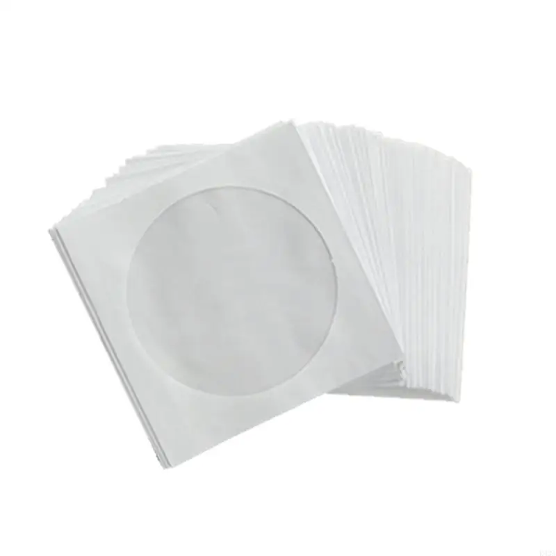 K43A Anti-static Container 8/12cm Disc Protective Paper Bags for Blu-ray 100Pcs Universal Disc Protector