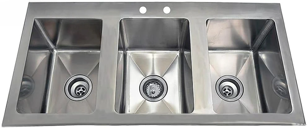 

Stainless Steel Drop Sink - 3 Compartment Drop in Sink Certified (10" x 14" x 10")