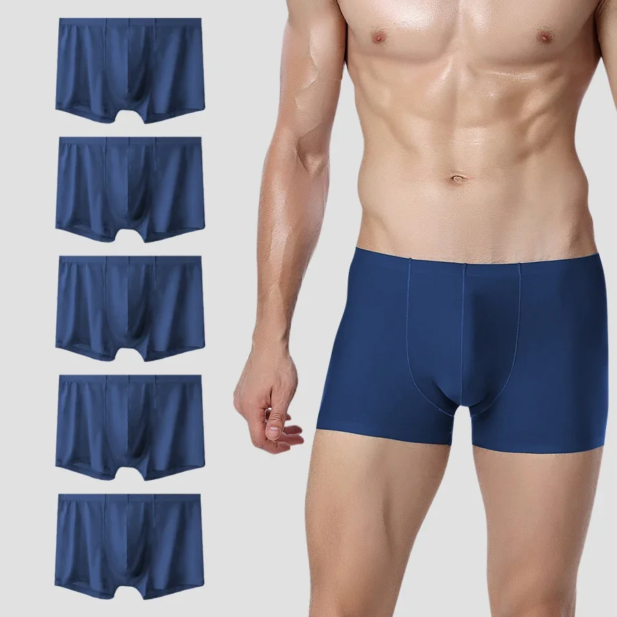 

5 шт. мужское нижнее белье из ледяного шелка, ультратонкие летние дышащие мужские шорты-боксеры, плоские трусы