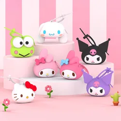 MINISO Sanrio-monederos de silicona, llaveros colgantes de dibujos animados, bolsa de almacenamiento, Hello Kitty, My Melody, Kuromi, Cinnamoroll, llavero de billetera