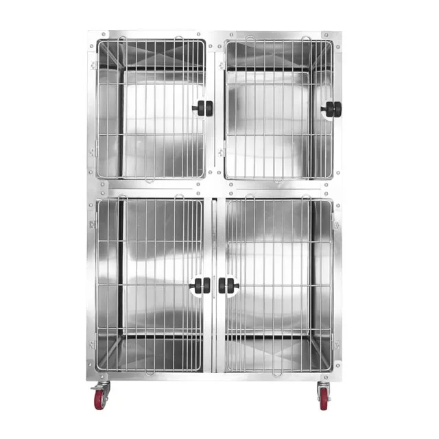 

Wholesale Durable Pet Cages Round Cornered Hospital Large Stainless Steel Dog Cages With Separator