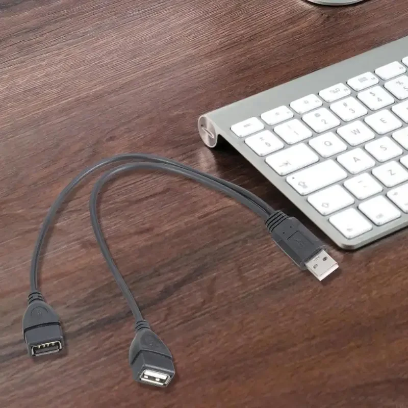 High Quality USB 2.0 Cable USB Double Splitter Adapter Cable One to Two Female to USB 2 Male Power Extension Cable