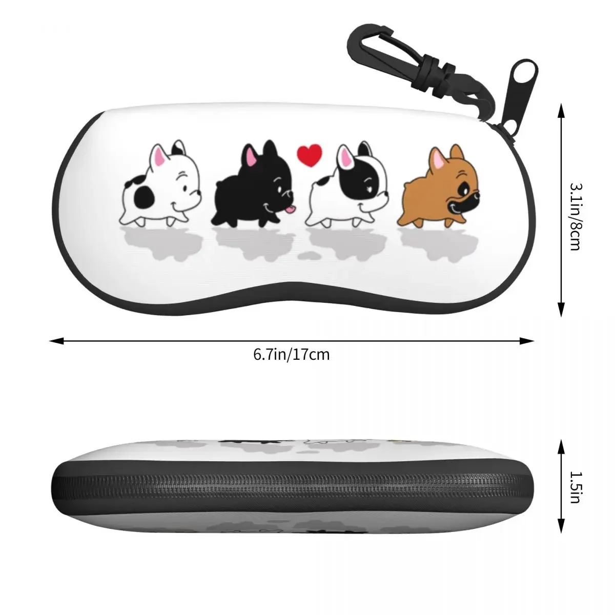 Frenchie Family French Bulldog Dog Lover Sunglasses Case Neoprene Zipper Shell Eyeglass Case Custom Protective Box For Glasses