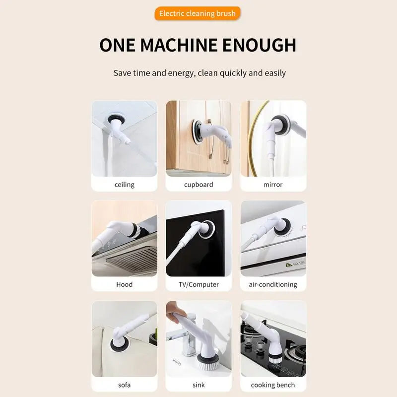 Adjustable Angle Electric Cleaning Brush Multifunctional Household Wireless Adjustable Bathroom Kitchen Cleaning Tool