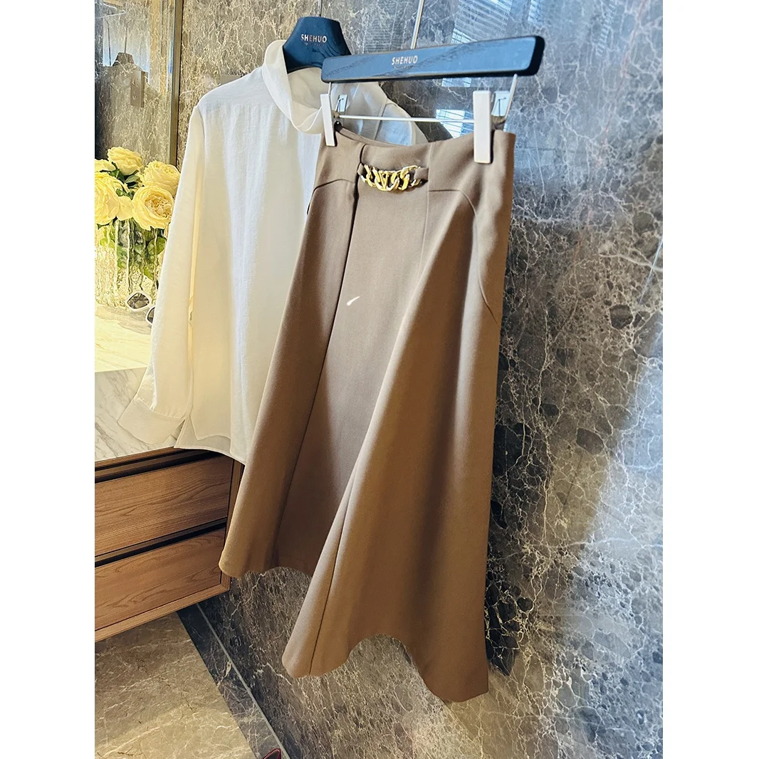 

Элегантная юбка-трапеция с эффектом «рыбий хвост», высокая талия, на молнии, из полиэстера и триацетата, для делового стиля и повседневной носки