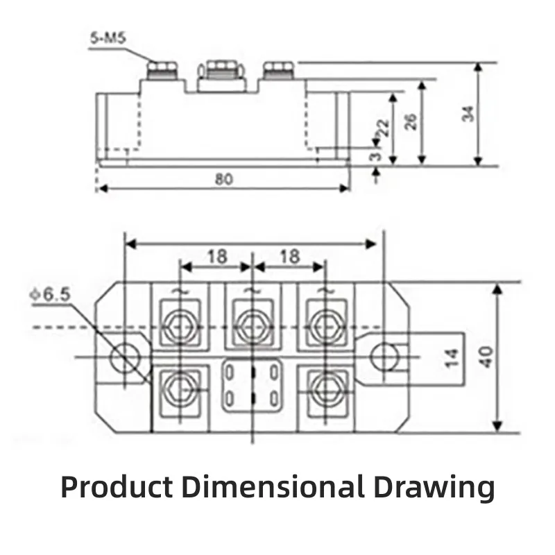 Imagem -03 - Retificador de Ponte de Diodo de Fases Mds100a1600v Ac-dc Módulo 100amp 1600v Mds10016