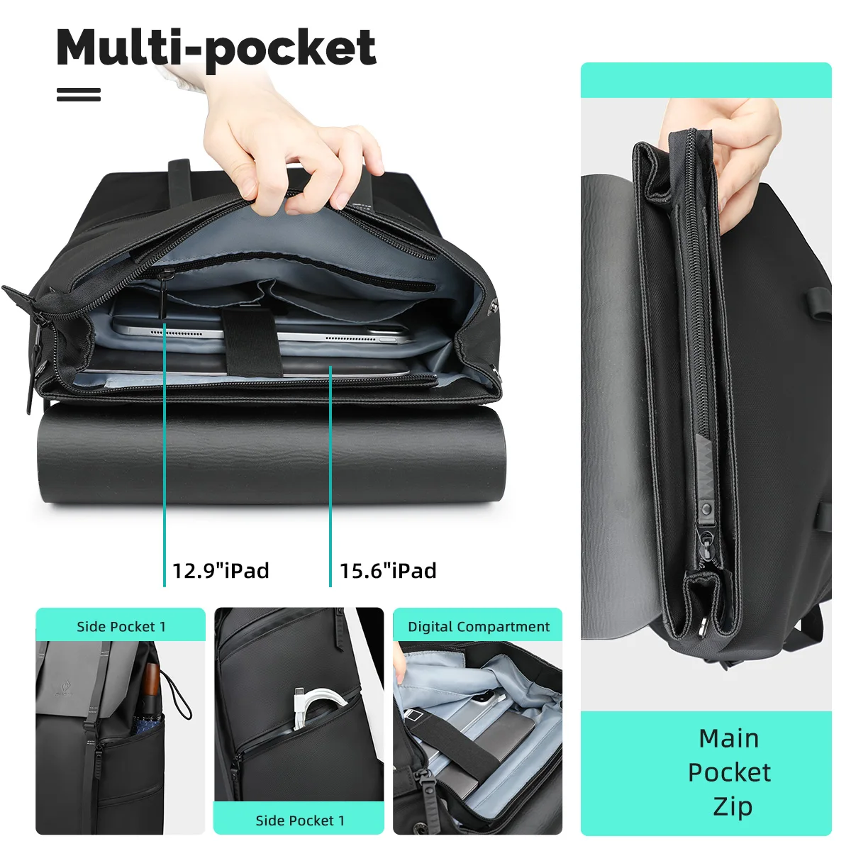 Heroic Knight New Fashion Flap Business Backpack Waterproof Men Work Computer Backpack for 15.6\