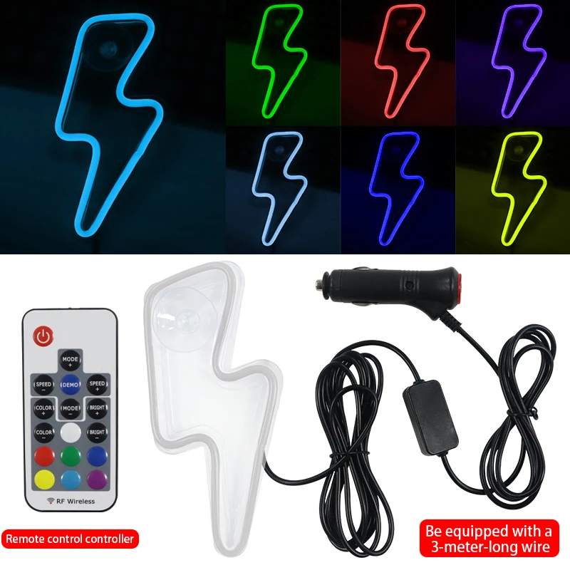 

Автомобильное светодиодное окно в стиле молнии с дистанционным управлением, семицветное украшение окон, амбушюры, автоматическая модификация ne