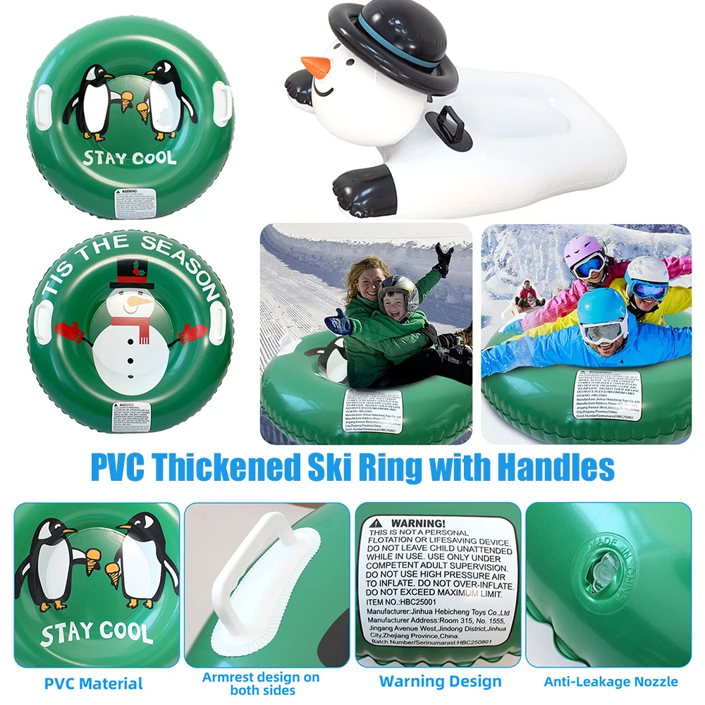 

PVC Grass Ski Board with Handles Inflatable Ski Board Wear Resist Snow Sledding Tool for Outdoor Winter Family Activity