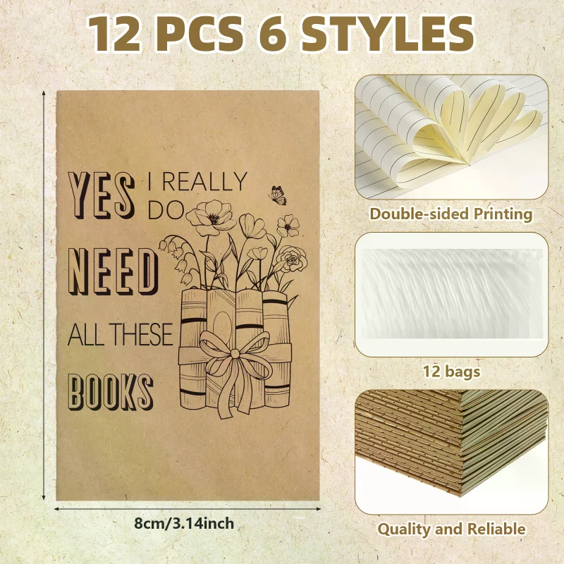 

12Set Book Club Gifts for Women Funny Reading Theme Gift Inspirational Bamboo Ballpoint Pens Mini Notebook for Book Worms Reader