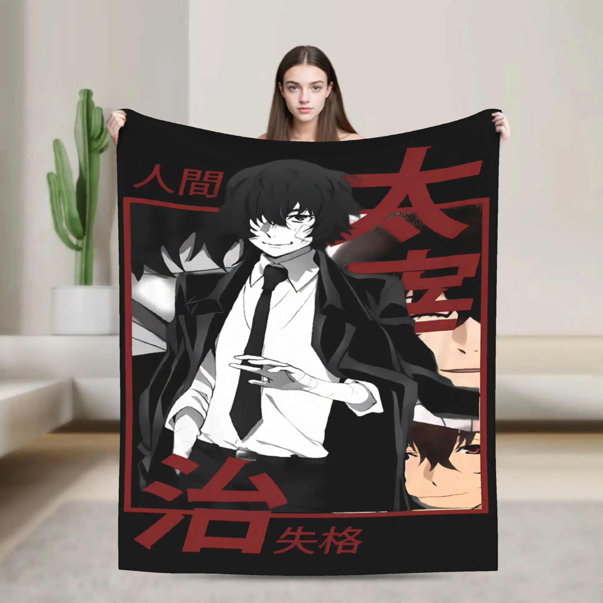 Dazai Bungo Stray Dogs Blanket  Super Soft Funny Plush Throw Blanket For Home Decor Airplane Travel Flannel Bedspread Bed Cover